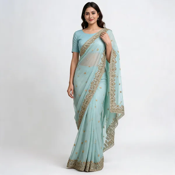 Light_Blue_Silk_Embroidered_Saree_With_Blouse_Piece_For_Women