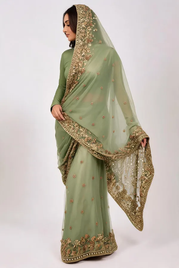 Green_Frendy_Silk_Net_Embroidered_Saree_With_Blouse_Piece_For_Women