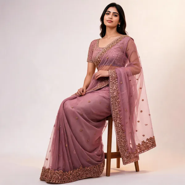 Pink_Frendy_Silk_Net_Floral_Embroidered_Saree_With_Blouse_Piece_For_Women