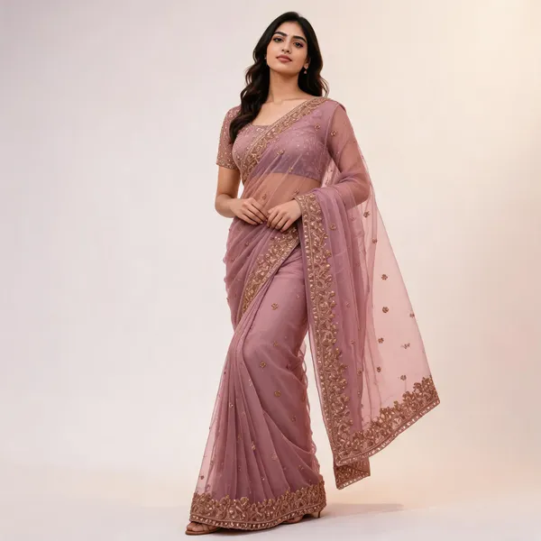 Pink_Frendy_Silk_Net_Floral_Embroidered_Saree_With_Blouse_Piece_For_Women