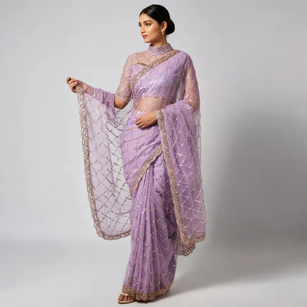 Lavender_Frendy_Silk_Net_Embellished_Saree_With_Blouse_Piece_For_Women