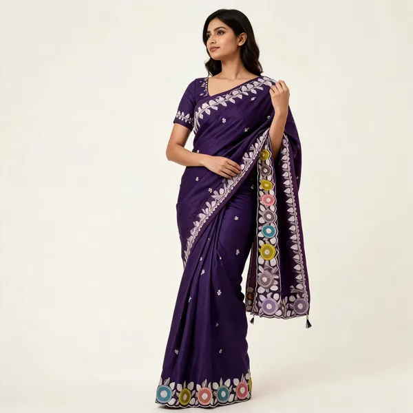Purple_H.O_Silk_Embroidered_Saree_With_Blouse_Piece_For_Women