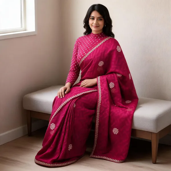 Pink_Blooming_Chiffon_Embroidered_Saree_With_Blouse_Piece_For_Women