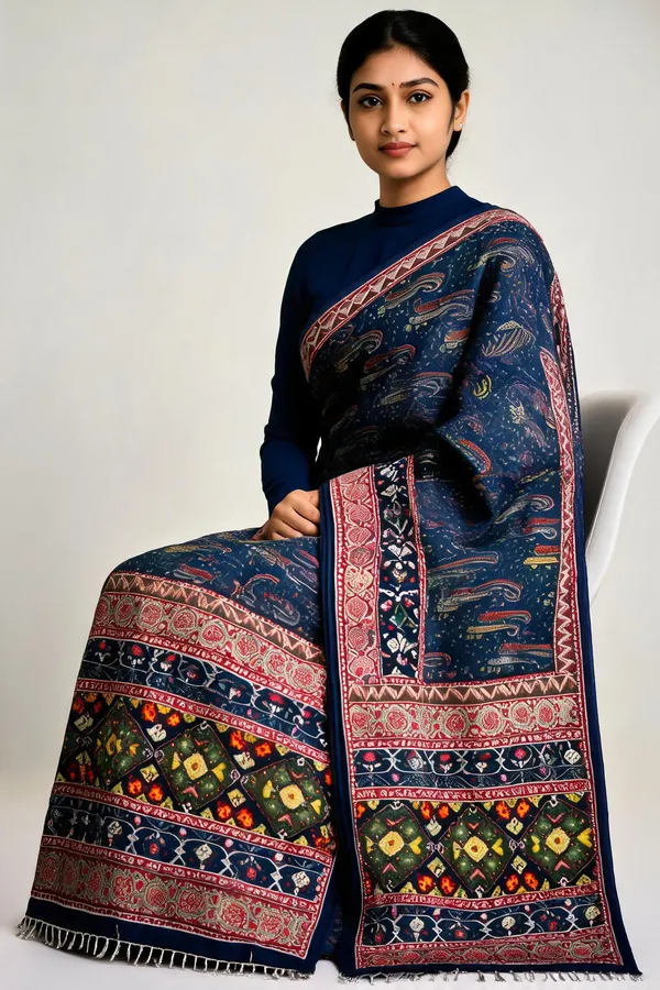 Multicolor_Mal_Viscose_Printed_Saree_With_Blouse_Piece_For_Women
