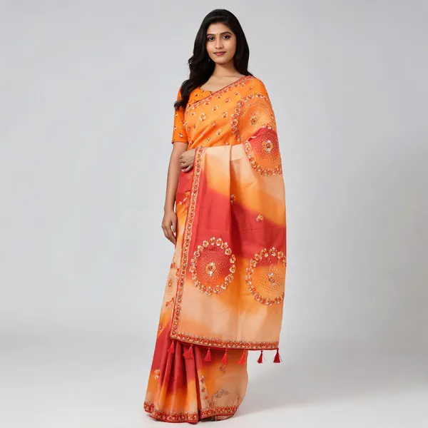 Orange_Erode_Silk_Printed_Saree_With_Blouse_Piece_For_Women