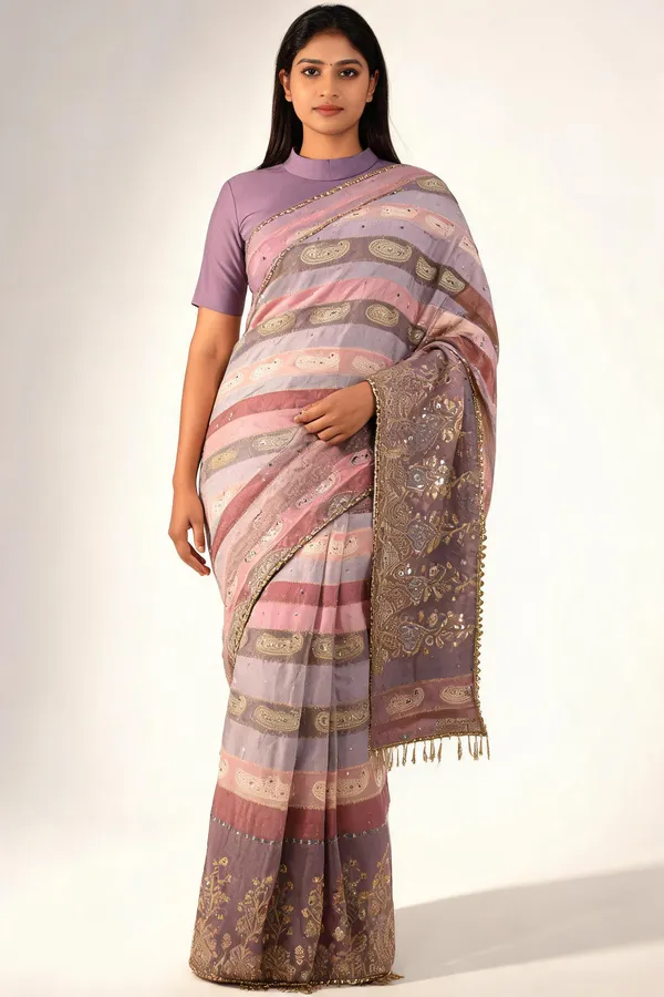 Mauve_Weaving_Mirror_Striped_Saree_With_Blouse_Piece_For_Women