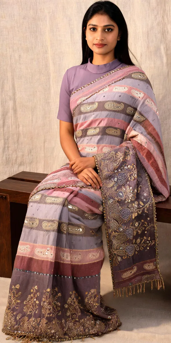 Mauve_Weaving_Mirror_Striped_Saree_With_Blouse_Piece_For_Women