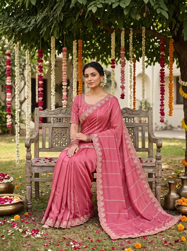 Pink_Moss_Embellished_Saree_With_Blouse_Piece_For_Women