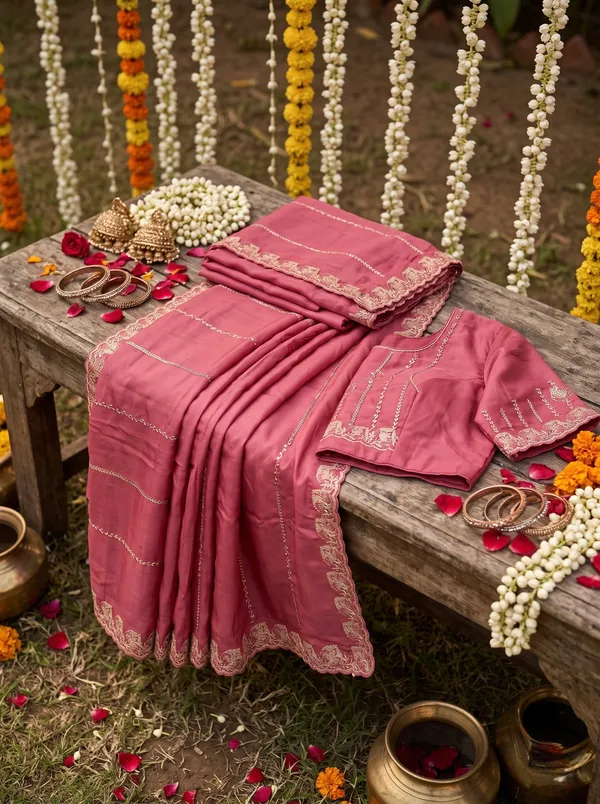 Pink_Moss_Embellished_Saree_With_Blouse_Piece_For_Women