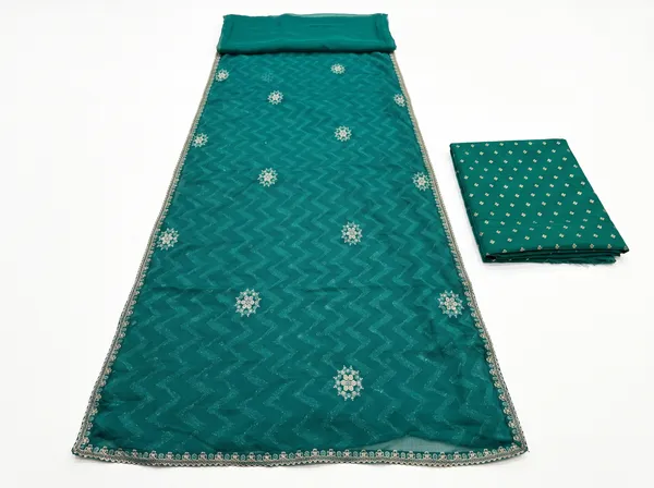 Teal_Mulberry_Silk_Embroidered_Saree_With_Blouse_Piece_For_Women