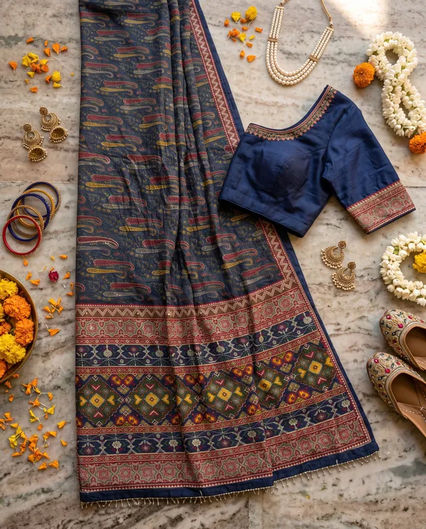 Navy_Blue_Mal_Viscose_Printed_Saree_With_Blouse_Piece_For_Women