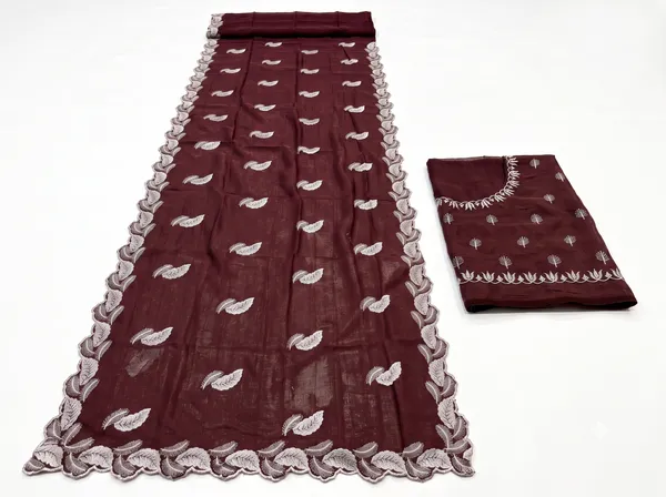 Maroon_N.C_Chiffon_Paisley_Print_Saree_With_Blouse_Piece_For_Women