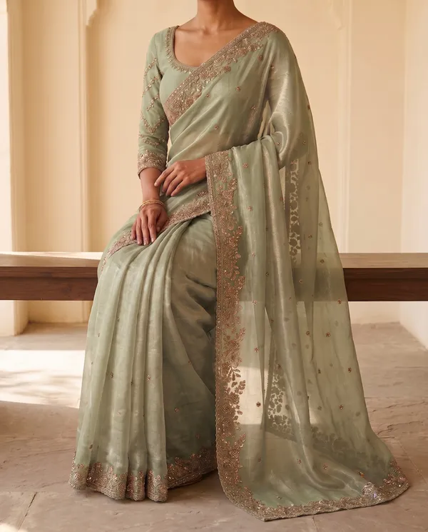 Olive_Green_Frendy_Silk_Net_Embroidered_Saree_With_Blouse_Piece_For_Women