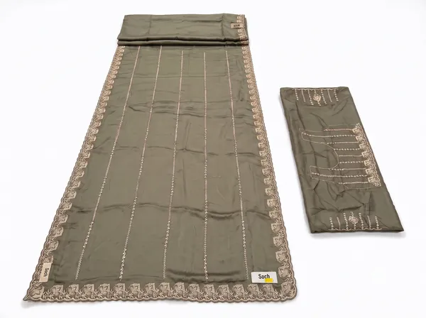 Olive_Satin_Chiffon_Embellished_Saree_With_Blouse_Piece_For_Women