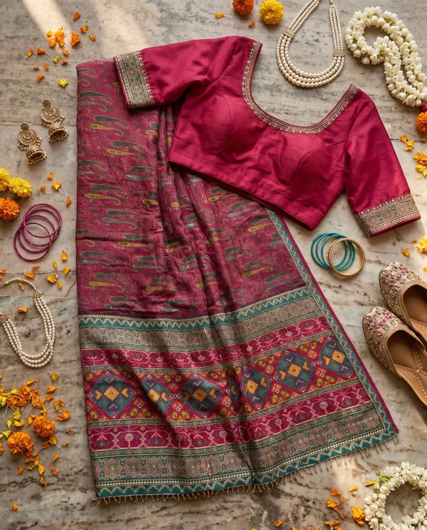 Magenta_Mal_Viscose_Printed_Fringed_Saree_With_Blouse_Piece_For_Women
