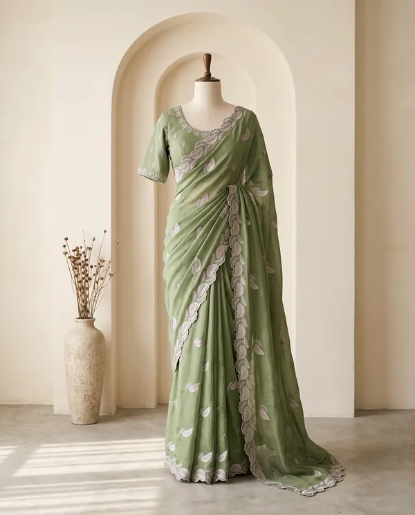 Pista_Green_Nc_Chiffon_Paisley_Embroidered_Saree_With_Blouse_Piece_For_Women