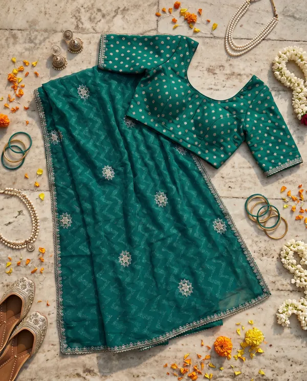 Teal_Blooming_Chiffon_Embroidered_Saree_With_Blouse_Piece_For_Women