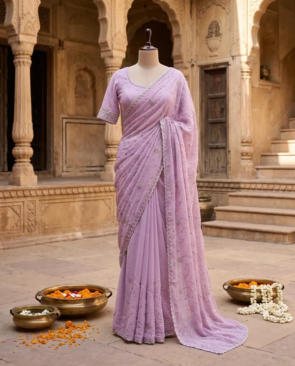 Light_Purple_Blooming_Chiffon_Floral_Embroidered_Saree_With_Blouse_Piece_For_Women