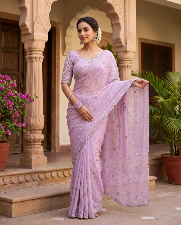 Light_Purple_Blooming_Chiffon_Floral_Embroidered_Saree_With_Blouse_Piece_For_Women