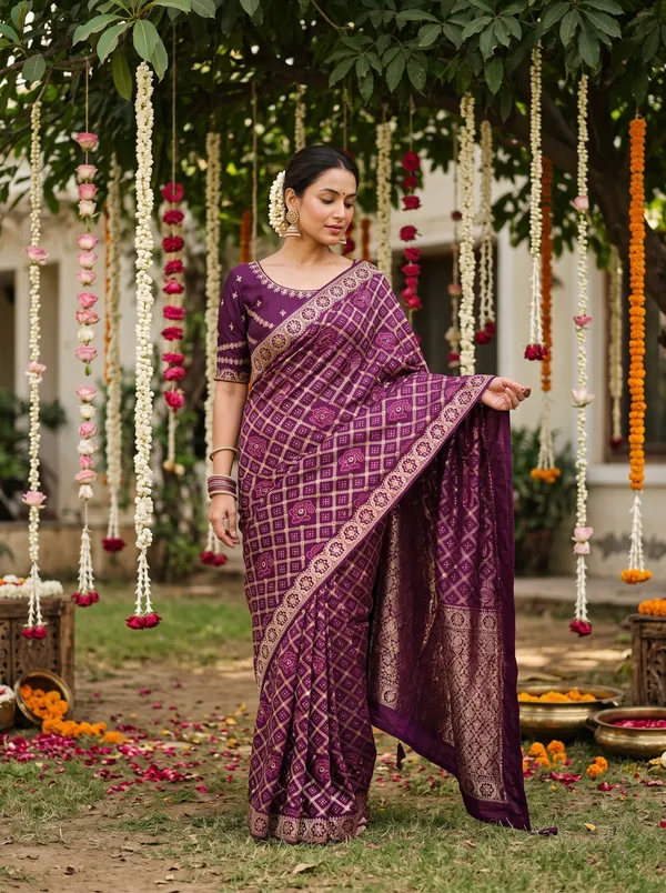 Magenta_Vichitra_Silk_Embroidered_Saree_With_Blouse_Piece_For_Women