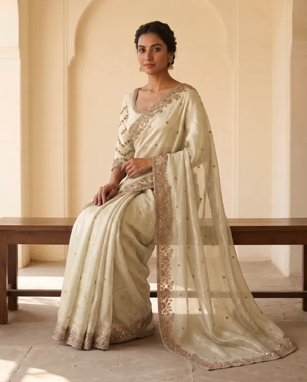 Cream_Frendy_Silk_Heavy_Work_Saree_With_Blouse_Piece_For_Women