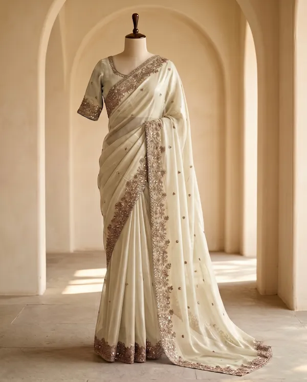 Cream_Frendy_Silk_Heavy_Work_Saree_With_Blouse_Piece_For_Women