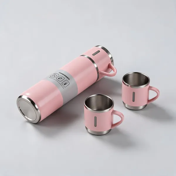 Stainless_Steel_Pink_Vacuum_Flask_Set_With_Two_Cups