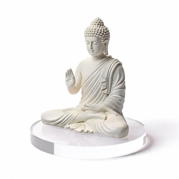 Resin_Meditating_Sitting_Buddha_Statue_White_Matt_15_Inch
