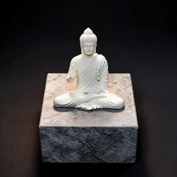 Resin_Meditating_Sitting_Buddha_Statue_White_Matt_15_Inch