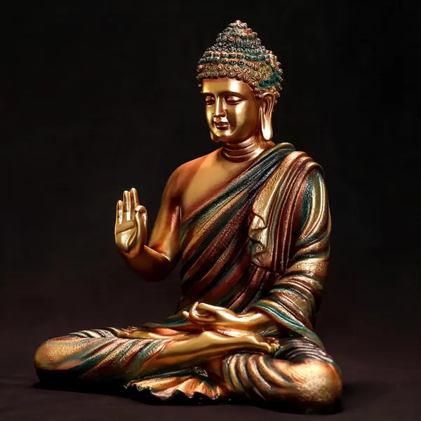 Resin_Meditating_Sitting_Buddha_Statue_Brown_Golden_Copper_15_Inch