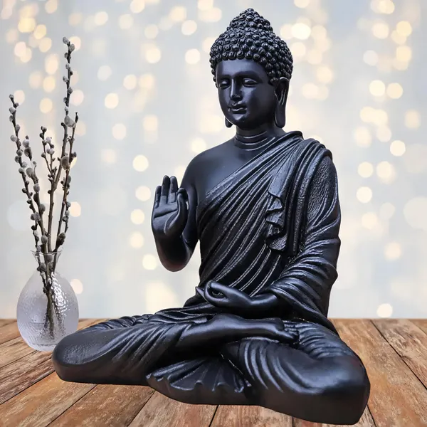 Resin_Meditating_Sitting_Buddha_Statue_Black_Matt_15_Inch