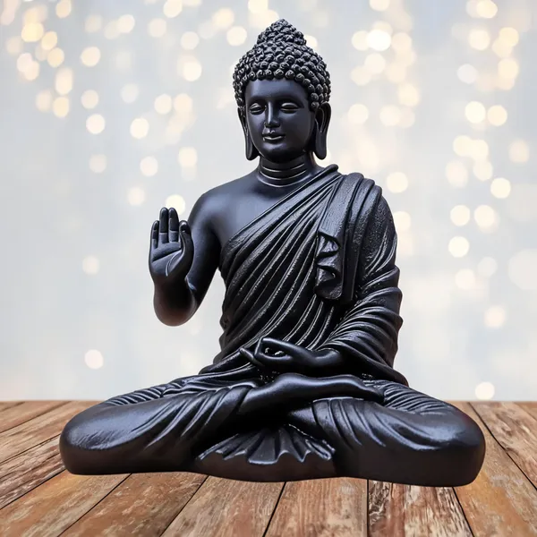Resin_Meditating_Sitting_Buddha_Statue_Black_Matt_15_Inch