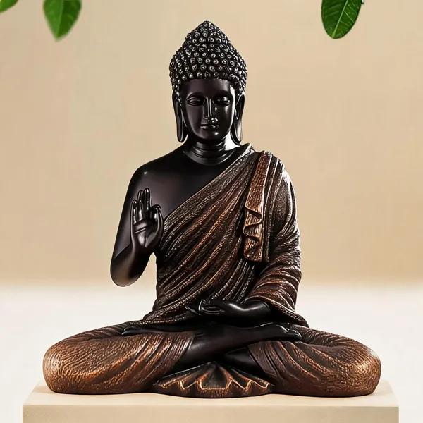 Resin_Meditating_Sitting_Buddha_Statue_Black_Maroon_15_Inch