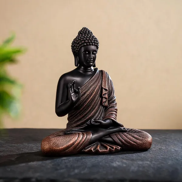 Resin_Meditating_Sitting_Buddha_Statue_Black_Maroon_15_Inch