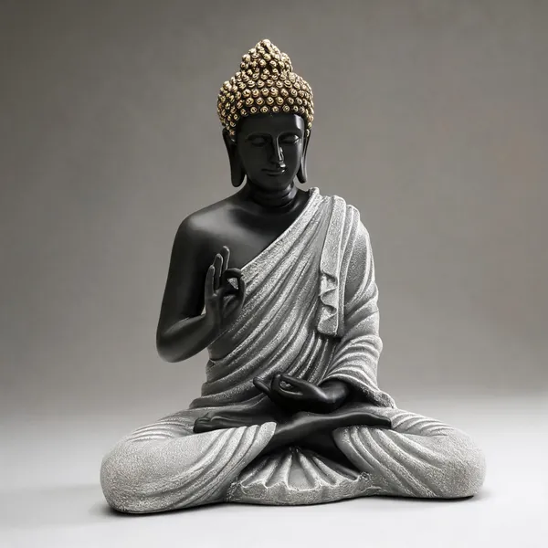 Resin_Meditating_Sitting_Buddha_Statue_Black_Grey_15_Inch