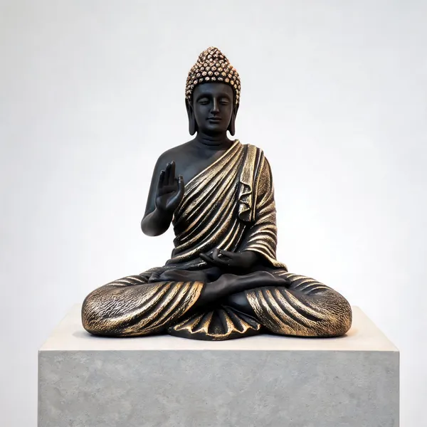 Resin_Meditating_Sitting_Buddha_Statue_Black_Golden_15_Inch