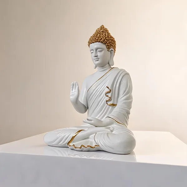Resin_Meditating_Sitting_Buddha_Statue_White_Golden_Gloss_15_Inch