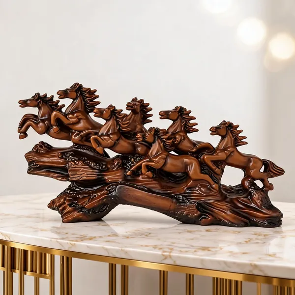 Resin_7_Running_Horses_Statue_Dark_Brown