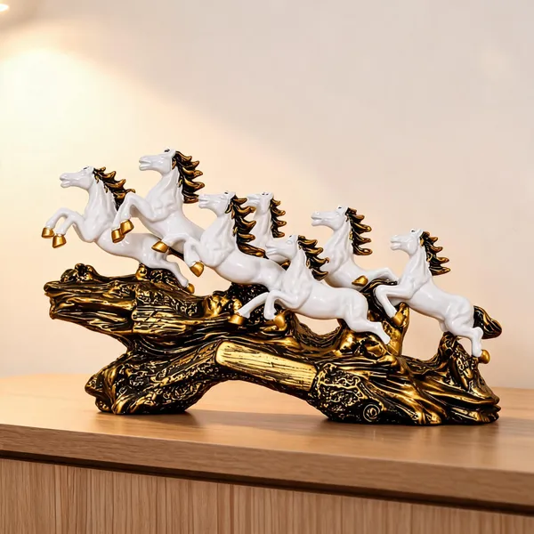 Resin_7_Running_Horses_Statue_White_19_Inch