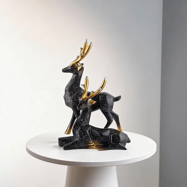 Resin_Deer_Statue_Black_Marble_Finish_Set_Of_2