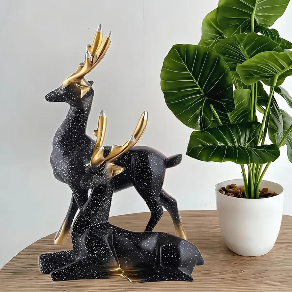 Resin_Deer_Statue_Black_Marble_Finish_Set_Of_2