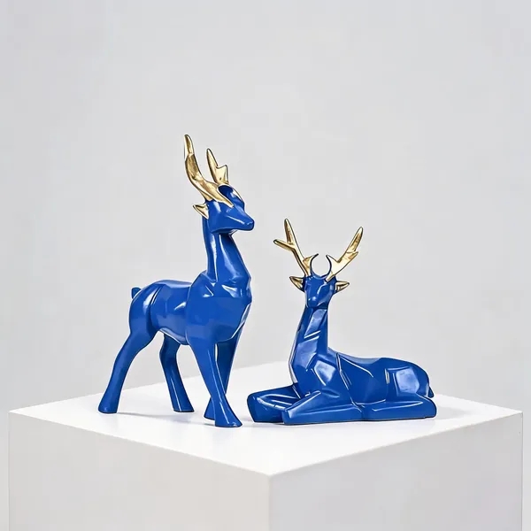 Resin_Deer_Statue_Royal_Blue_Set_Of_2