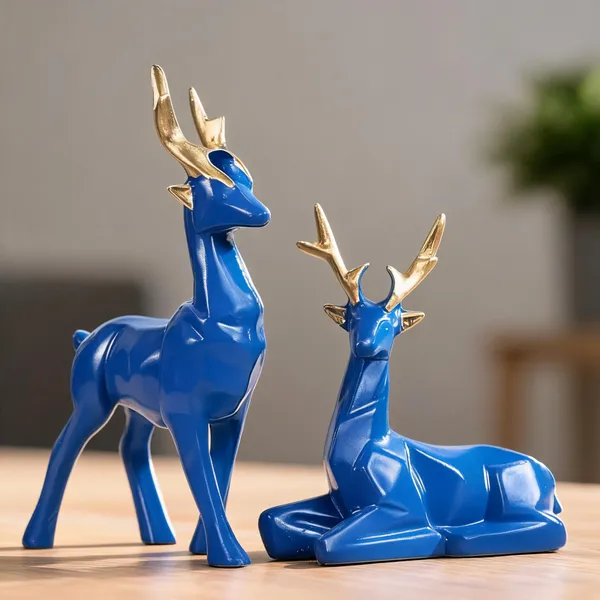 Resin_Deer_Statue_Royal_Blue_Set_Of_2