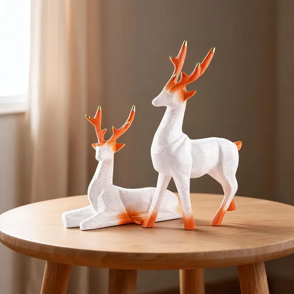 Resin_Deer_Statue_White_Marble_Finish_Set_Of_2