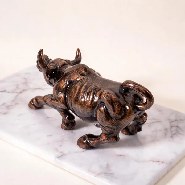 Polyresin_Charging_Bull_Showpiece_Rustic_Copper