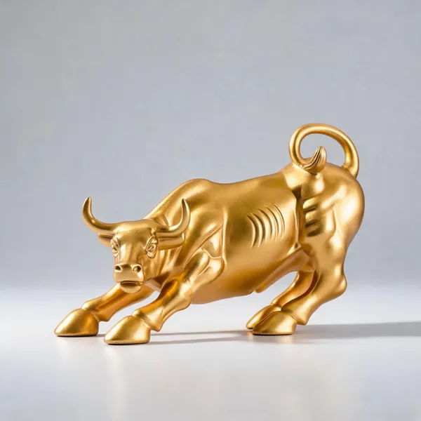 Polyresin_Charging_Bull_Showpiece_Golden_Metallic