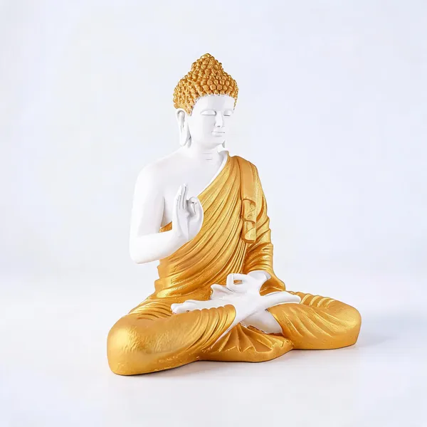 Resin_Meditating_Buddha_Statue_White_Golden_15_Inch