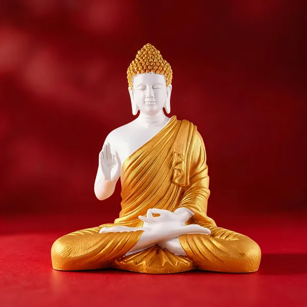 Resin_Meditating_Buddha_Statue_White_Golden_15_Inch