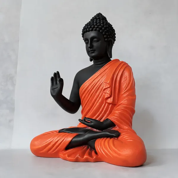Resin_Meditating_Gautam_Buddha_Statue_Black_Orange