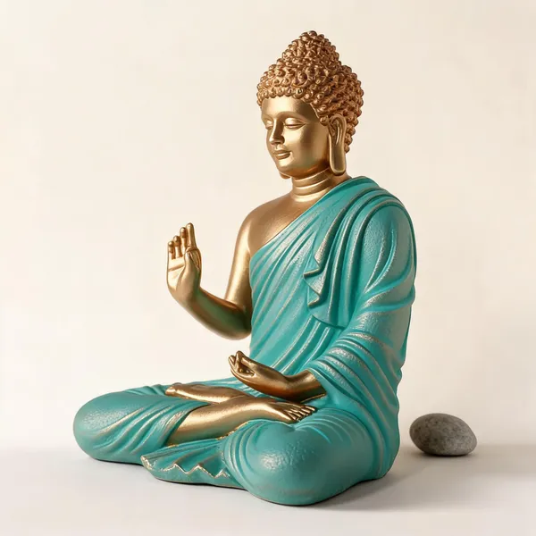 Resin_Meditating_Gautam_Buddha_Statue_Golden_Turkish_Blue